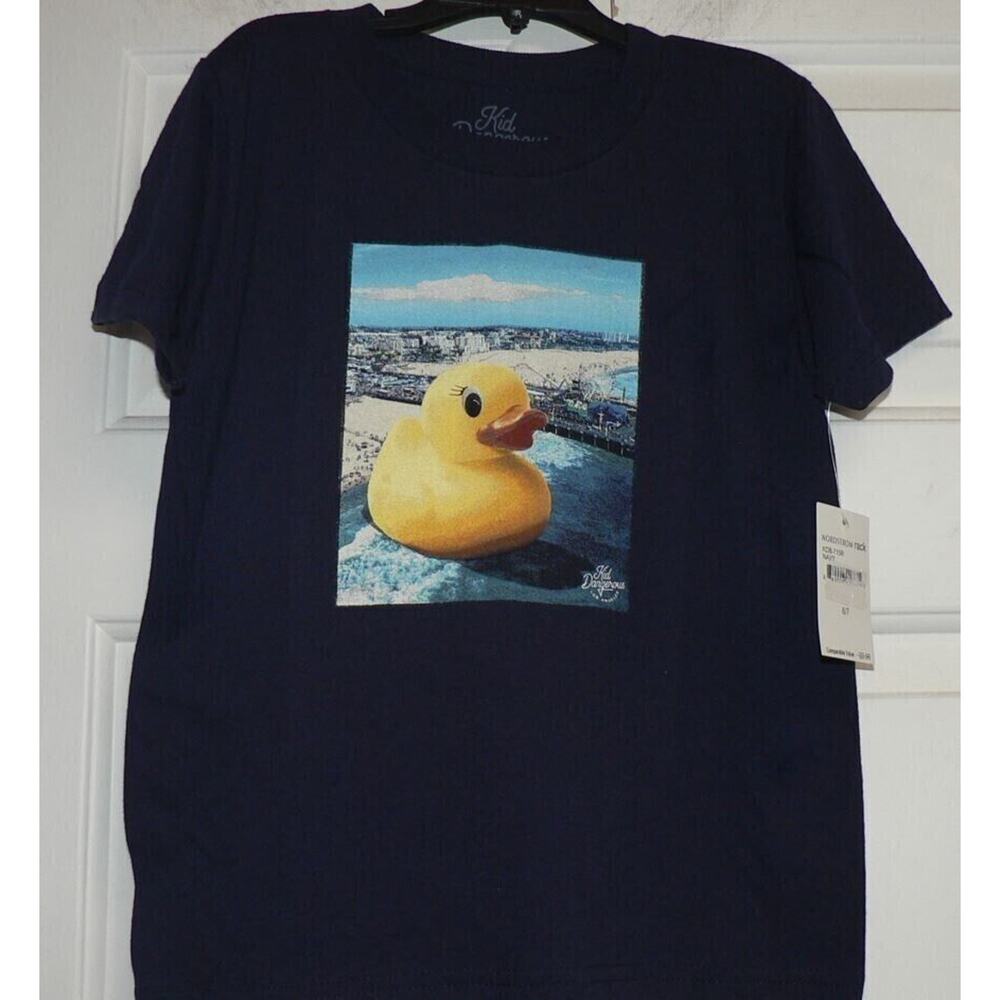 Kid Dangerous Rubber Duck Pier Short Sleeve T-Shirt In Navy Size 6/7 MSRP $22